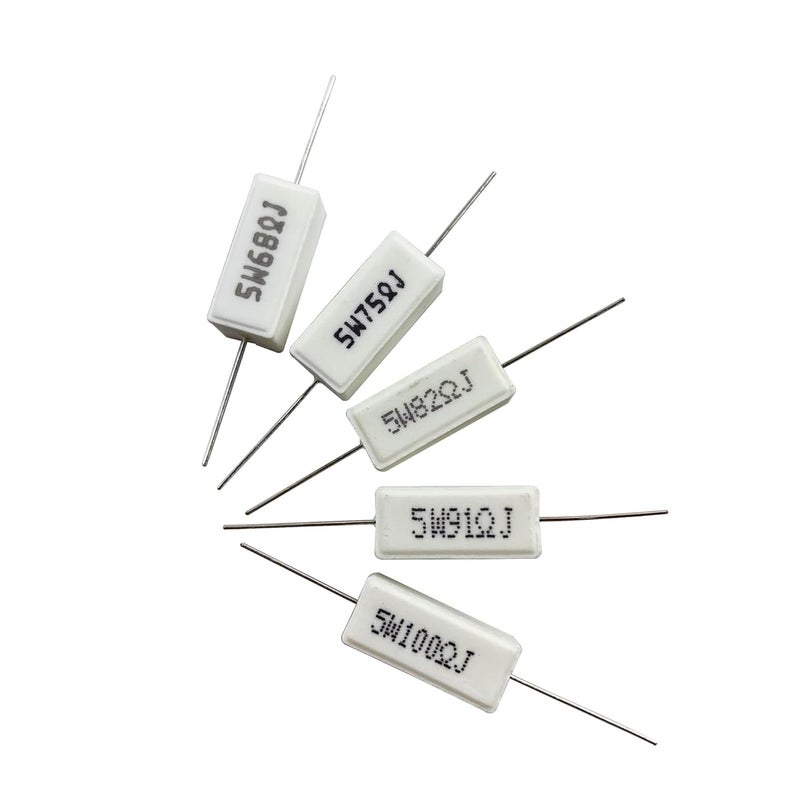 MOKMMKIT 30 Values 60 Pieces Ceramic Cement Resistor KIT 5W Resistance 5 Watt ±5% Power Resistors (0.01 Ohm - 100 Ohm) - Image 3